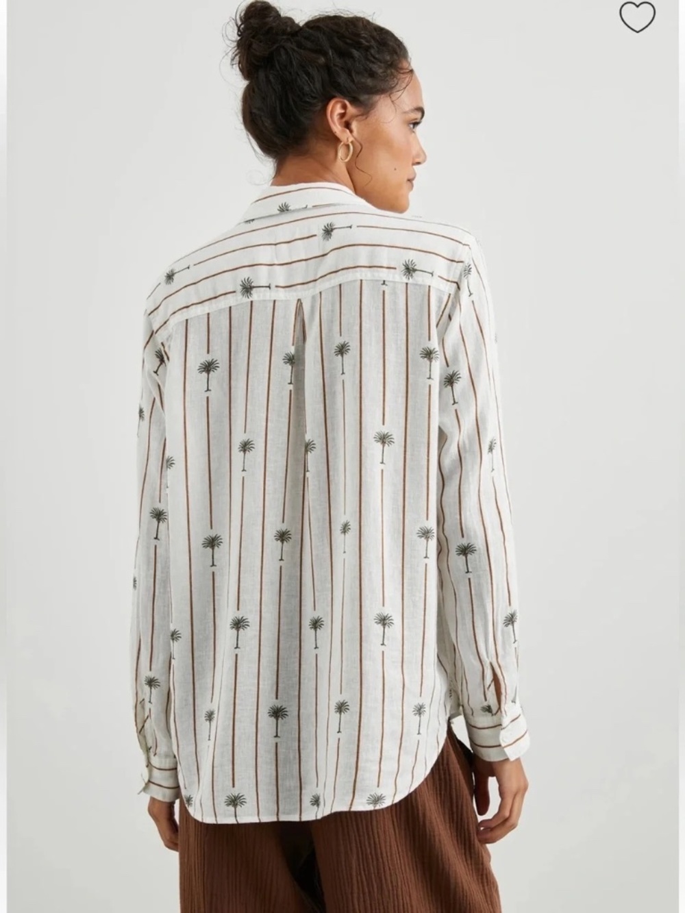 RAILS Charli Linen Blend Long Sleeve Button Front Shirt Ivory Stripe Palms Sz XS - Picture 4 of 16